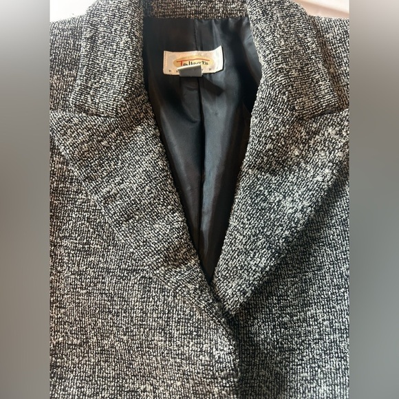Vintage Talbots Italian Woven Blazer Women’s Sz 2P Wool Blend Black Gray - Picture 3 of 11